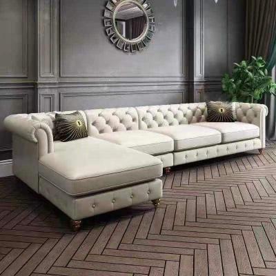 China Chesterfield Home Furniture Modern Tufted Sectional Corner Living Room Sofa Set Couch Italian Leather Sectional Sofa for sale