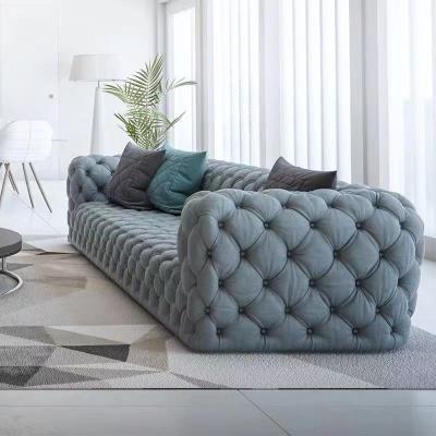 China Modern Italy Furniture Velvet Chesterfield Sofa Set For Living Room 4 Seat Tufted Couch for sale