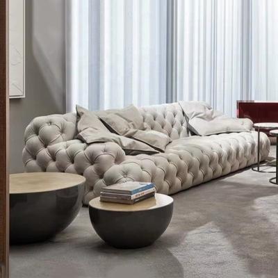 China Italian Living Room Sofa Set Customized Postmodern Chesterfield Sofa Fabric Button Tufted Home Decor Sofas for sale