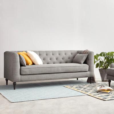 China Bedroom Tufted Sofa Set Luxury Living Room Furniture from Gray Linen Chesterfield Fabrics Sofa for sale