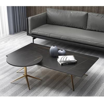 China Convertible 2021 New Design Italian Modern Round Marble Coffee Table With Stainless Steel for sale