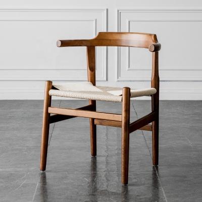 China Movable modern classic ash wood chair fork dining chair with rope seat solid ash wood Hans wegner dining chair for sale