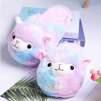 China Custom Plush Winter Soft PVC Plush Feet Cute Animal Bear Koala Hippo Sheep Unicorn Teddy Slippers for sale