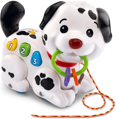 China Best Selling Plush Toy On Amazon Playful White Puppy Interactive Pull And Sing Walking Puppy For Baby Kids Fun for sale