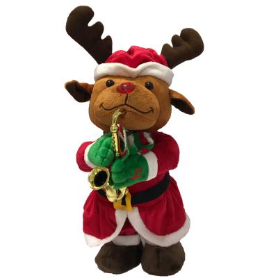 China Santa Claus stuffed with inflatable elk wearing Christmas clothes and playing the saxophone for sale