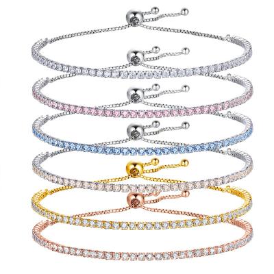 China Romantic Silver Crystal Zircon Tennis Bracelet 925 Jewelry 18k Gold Plated Bracelet for sale