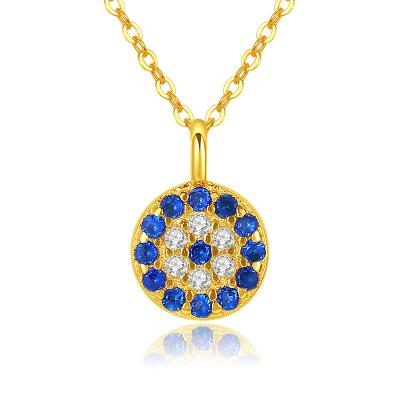 China FASHIONABLE Zircon Evil Blue Eye Pendant Necklace 925 Silver Jewelry Gold Plated for sale