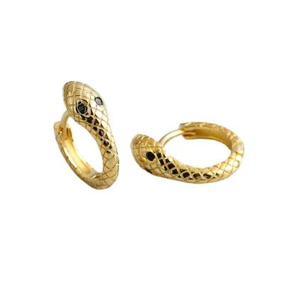 China Silver Round Earring 925 Gold Plated Snake Earrings Jewelry Gold Circle Sterling Silver Earrings for sale