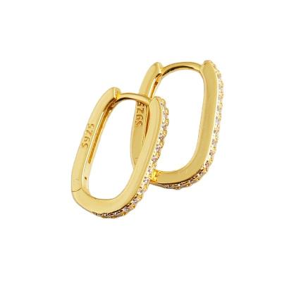 China Silver Round Earring 925 Gold Plated Earrings Jewelry Sterling Silver Micro To Pave Zircon Fashion Earrings for sale