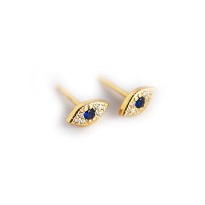 China Gold Filled 925 Earring Studs 925 Sterling Silver Micro Pave Zircon Blue Eye Earrings Women Trendy 925 Sterling Silver Jewelry for sale