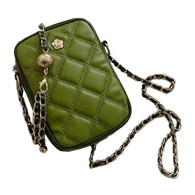 China Other 2022 New Mini Quilted Purse Bead Chain Strap Geometric Soft Fluffy Cross Phone Bag - Body Wallet for sale