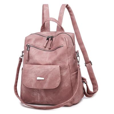 China Other Wholesale Fashion Pink Soft Vegan Leather Women Backpack Convertible Handbag Cross - Body Bag for sale