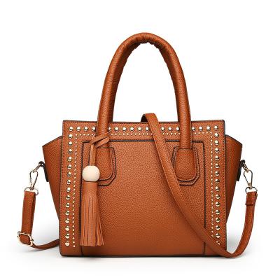 China Cross 2022 Gold - Body Lady Rivet Women Handbags Tassel Vegan Leather Shoulder Bag Purse for sale