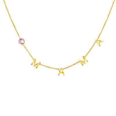 China TRENDY Stainless Steel DIY Necklace Gold Plated Initials Names Birthstone Necklace for sale