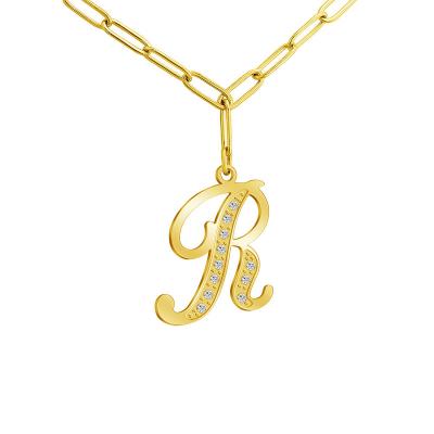 China TRENDY Stainless Steel Initials Necklace Design Jewelry Gold Plated Trendy 26 Letter Pendant Necklace for sale