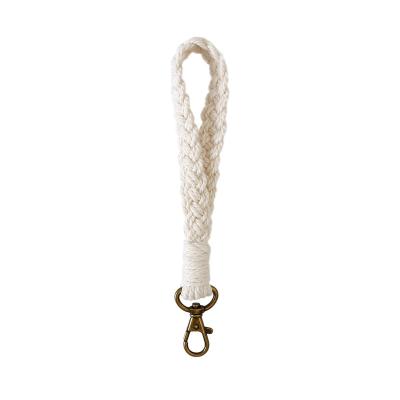 China Key Chain Casual Country Wrist Band Cotton Braided Handmade Wire Wrapped Key Ring for sale