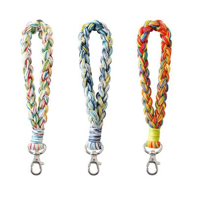 China 2022 New Fashion Casual Key Chain Colorful Braided Handmade Mixed Color Key Ring Wrist Band Accessories for sale