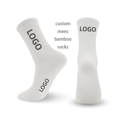 China QUICK DRY Custom Logo Sports Mens Black Athletic Socks Cycling Men Gym Workout Terry Sports Socks Bamboo Crew Sock for sale