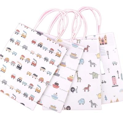 China Biodegradable Wholesale Custom LOGO Handbag Four Color Printing Cartoon Paper Gift Bag for sale