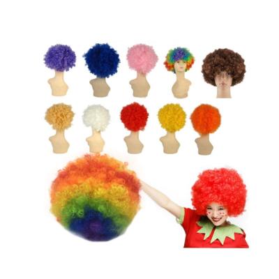 China Wholesale World Cup Multicolor Afro Fan Afro Synthetic Hair Wigs For Party Festive Football for sale