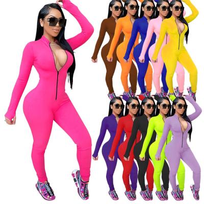 China 2021 Anti-Wrinkle Fashion Ladies Bodysuits Long Stretch Bodycon 5XL Rompers Plus Size Autumn Women Jogging One Piece Overalls for sale