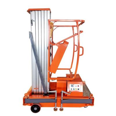 China Hotels Hydraulic Lift Single Mast Aluminum Alloy Man Lift Aerial Vertical Aluminum Work Platform for sale