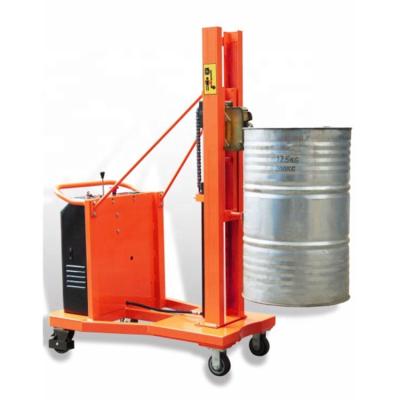 China Hotels Portable Mini Counter Balance Semi Electric Oil Drum Rotator Stacker for sale