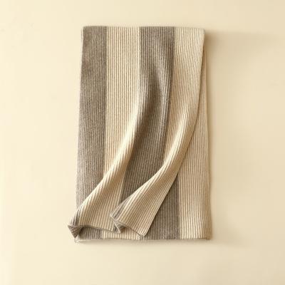 China New Cashmere Color Blocking Cashmere Scarf Ladies Custom 100% Knitted Pure Cashmere Scarf for sale