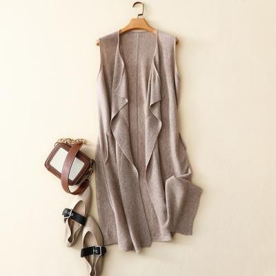 China Women's V-neck Breathable Cashmere Sleeveless Cardigan Customized Pure Cashmere Cardigan for sale