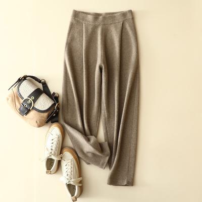 China Autumn brown anti-pilling thickened knitted casual loose cashmere pants pure cashmere pants for sale