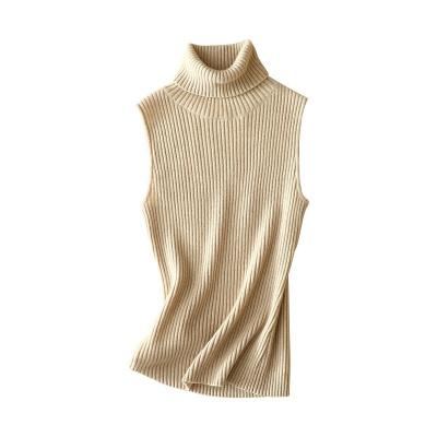 China Anti-wrinkle Women's Turtle Neck Knitted Jumper Basing Shirt Vest Pure Cashmere Vest for sale