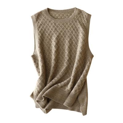 China Anti-wrinkle Crewneck Sweater Knitted Sweater Vest Women's Cashmere Full Plain Comfortable Vest for sale