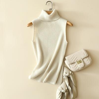 China Anti-Wrinkle Customized White Vest Women's Fashion 100% Cashmere Sleeveless Pure Cashmere Sweater for sale