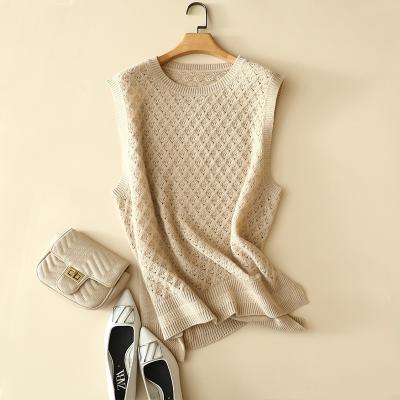 China New Fashionable Anti-wrinkle Cashmere Sleeveless Knitted Sweater Customized 100% Pure Cashmere Vest for sale