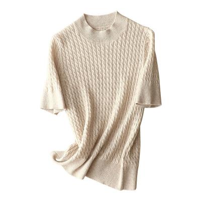 China Anti-wrinkle fashion sweater women knit top cashmere short-sleeved knitted sweater for sale