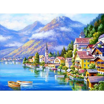 China Wholesale diy canvas diamond fiber silk art Europe factory main rhinestone painting oil by numbers for sale