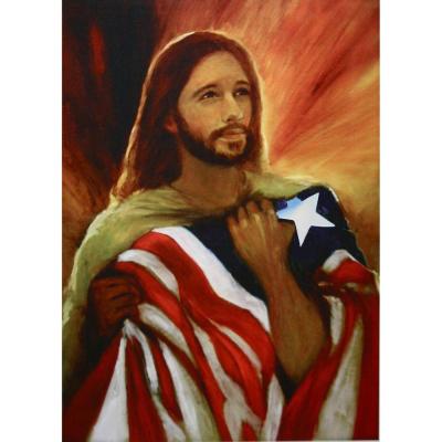 China Modern Jesus flag full resin diy handmade Puerto Rico canvas painting rhinestone crystal painting for sale