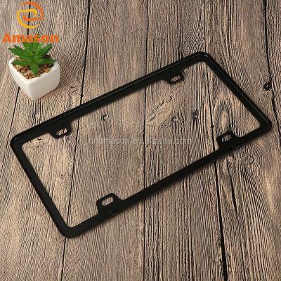 China NO Aluminum License Plate Frame 4 Hole Matte Black License Plate Frame for sale