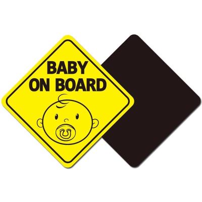 China Baby Removable Easy On Board Car Sticker Warning Sign Magnet Automobiles Reflective Safety Cute Magnetic Sticker for sale