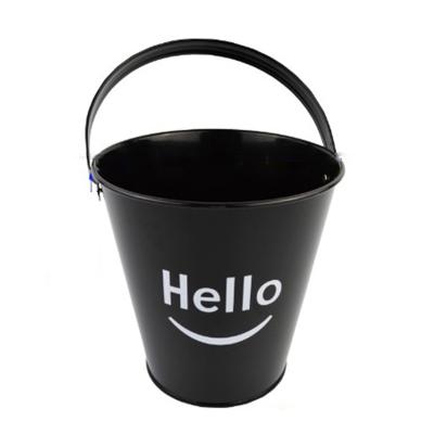 China Good Morning Print Viable Iron Ice Bucket Black French Fries Bucket Frying Basket for sale