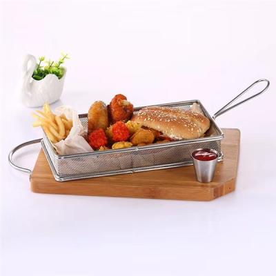 China Sustainable French Frying Stainless Steel Basket Food Basket Fried Chicken Restaurant Bread Serving Basket for sale