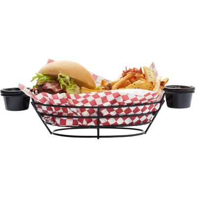 China Viable Iron Oval Serving Basket Fast Food Basket Hotel Tableware Fast Food Tray Restaurant Food Tray for sale