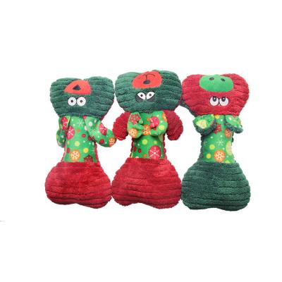 China Viable Christmas Theme Dog Toy Dog Play Toy Bone Shaped Squeaky Dog Plush Toy for sale