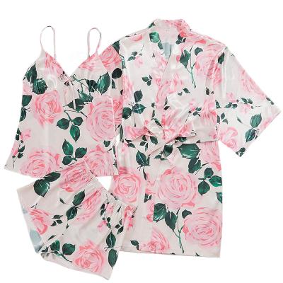 China 2021Fashional Floral Print Lady's Short Bride QUICK DRY Panties Suit Pajamas Suit for sale