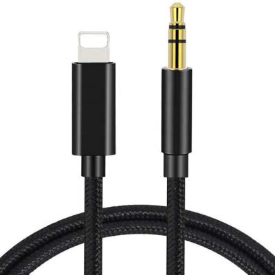 China aux cable High Quality Car Stereos Support iOS14 Nylon Braid Cable For iPhone 13 Car Extension Adapter Audio Cable for sale