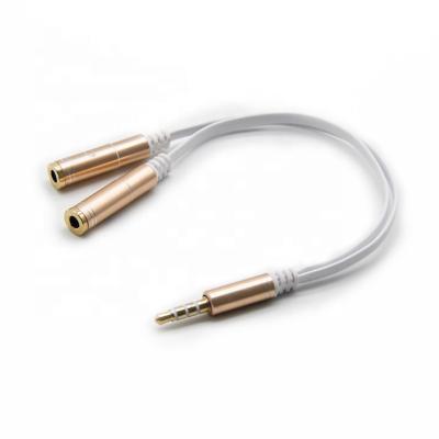 China AUX audio cable. Car Stereos 2 Mic Headphone 3.5mm Male To Female For Car Stereos, Mp3, Computer for sale