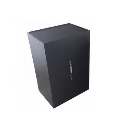 China Customizable Hard Logo Rigid Cardboard Folding Box Black Gift Box Packaging for sale