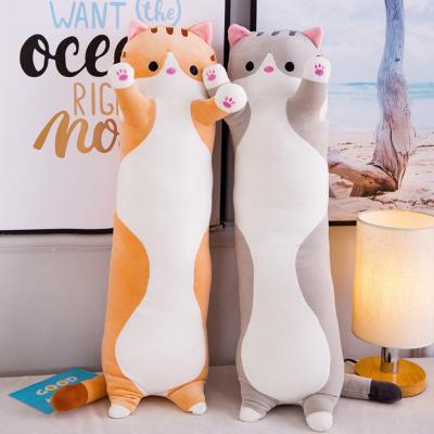 China New Arrival Yellow Cat Stuffed Animal Toy Pillow Girls Plush Long Fluffy Decorative Plush Body for sale