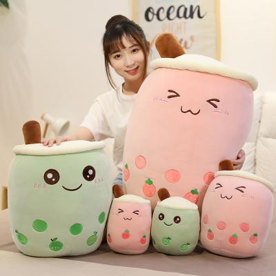 China Plush Hand Stuffed Soft Custom Made Milk Tea Kawaii Long Pillow Animal Plush Toy Shape for sale