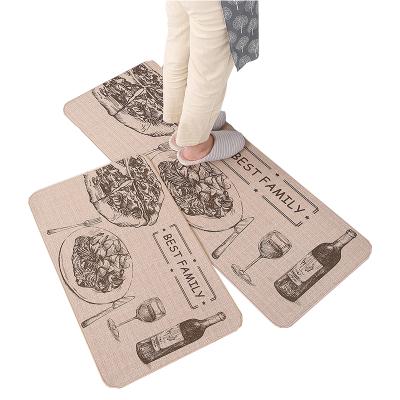 China Washable Home Canvas Face Rubber Bottom Cushioned Anti Fatigue Kitchen Mat Anti Slip Kitchen Mat Dry Floor for sale